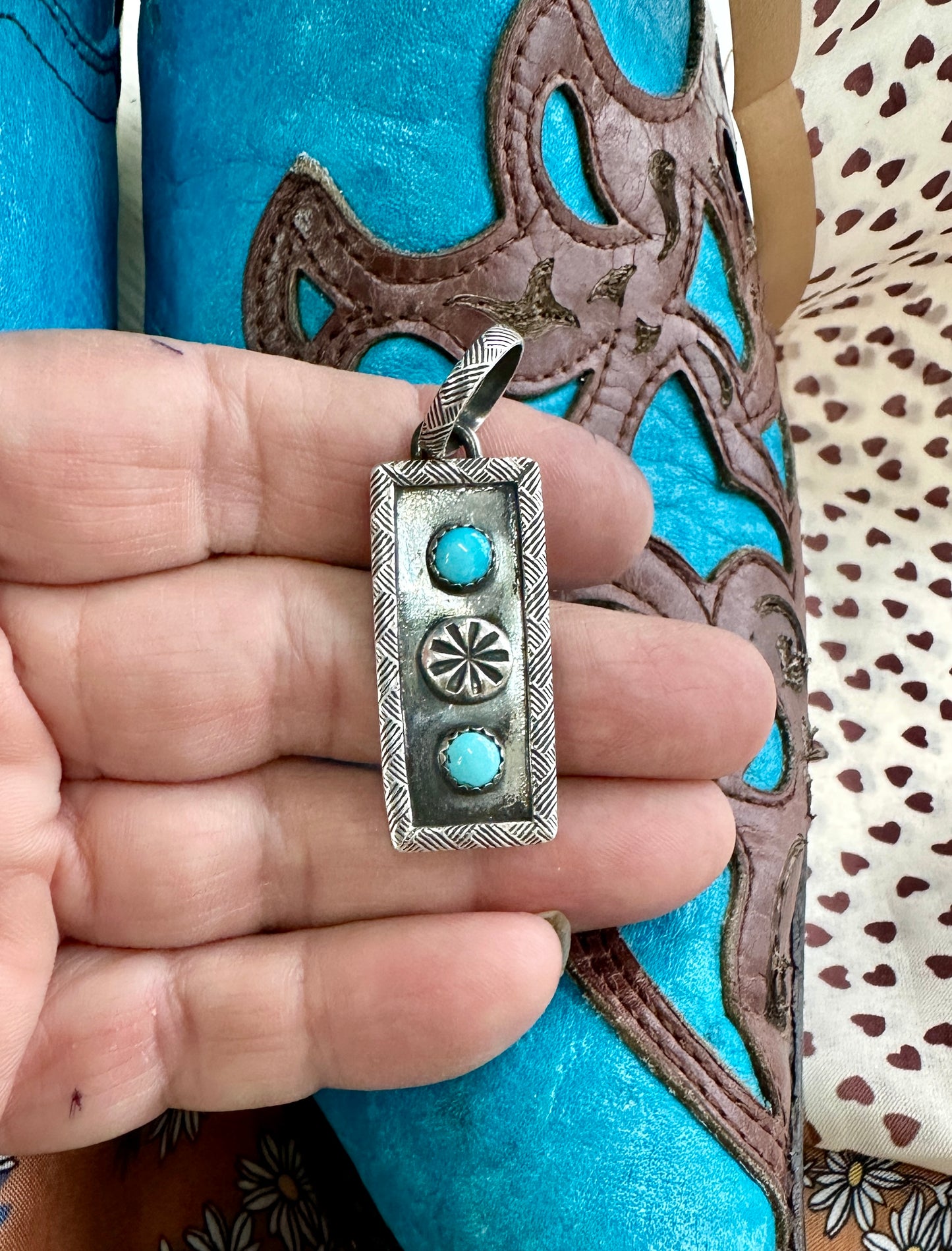 Sterling and Turquoise Bar Pendant
