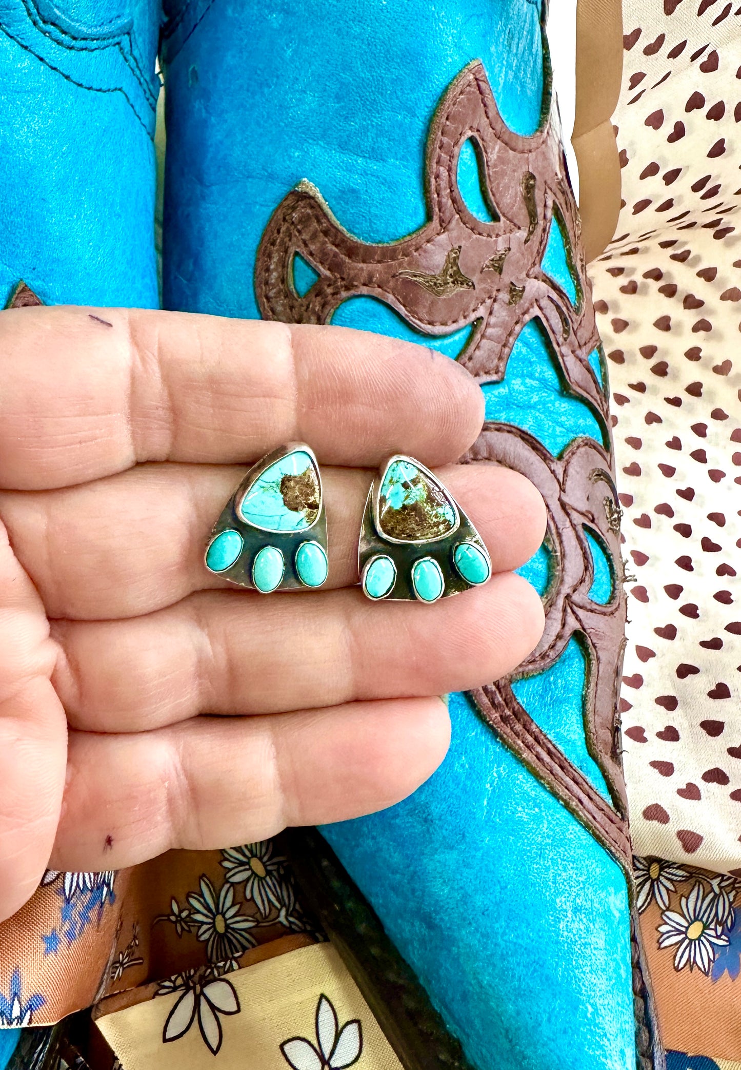 Royston w/ Lone Mountain cluster Turquoise Earrings