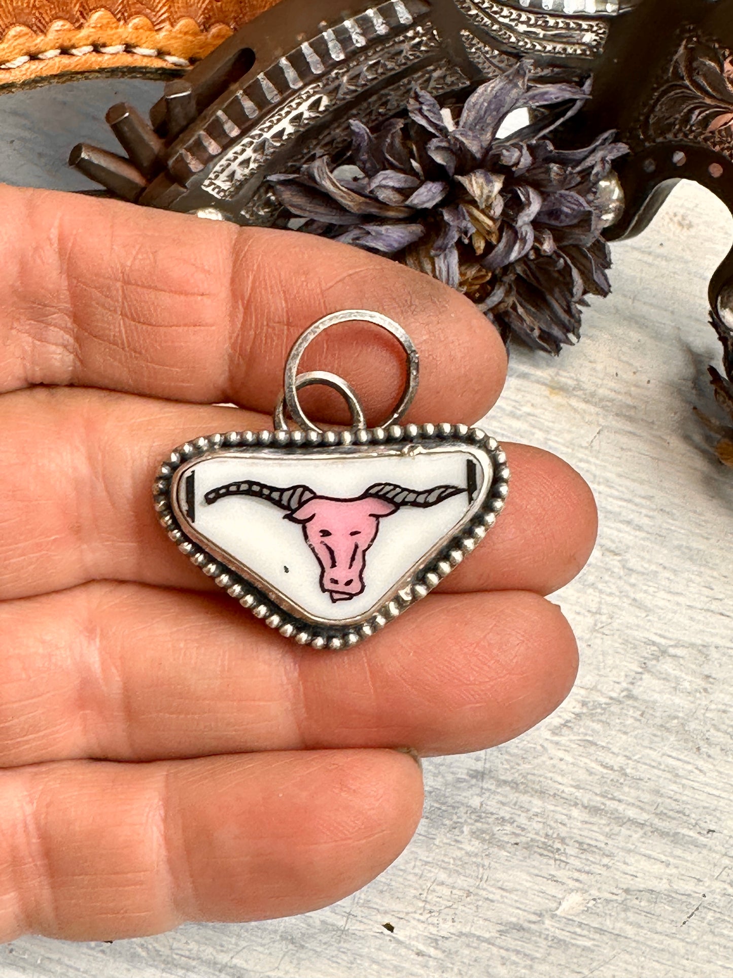 Pink Longhorn Pendant