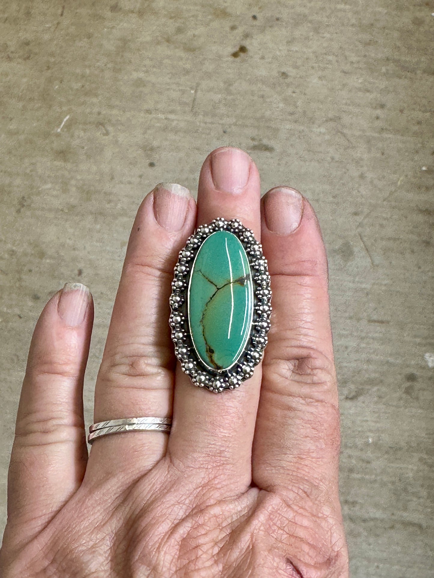 Polychrome Turquoise Statement Ring 7-3/4