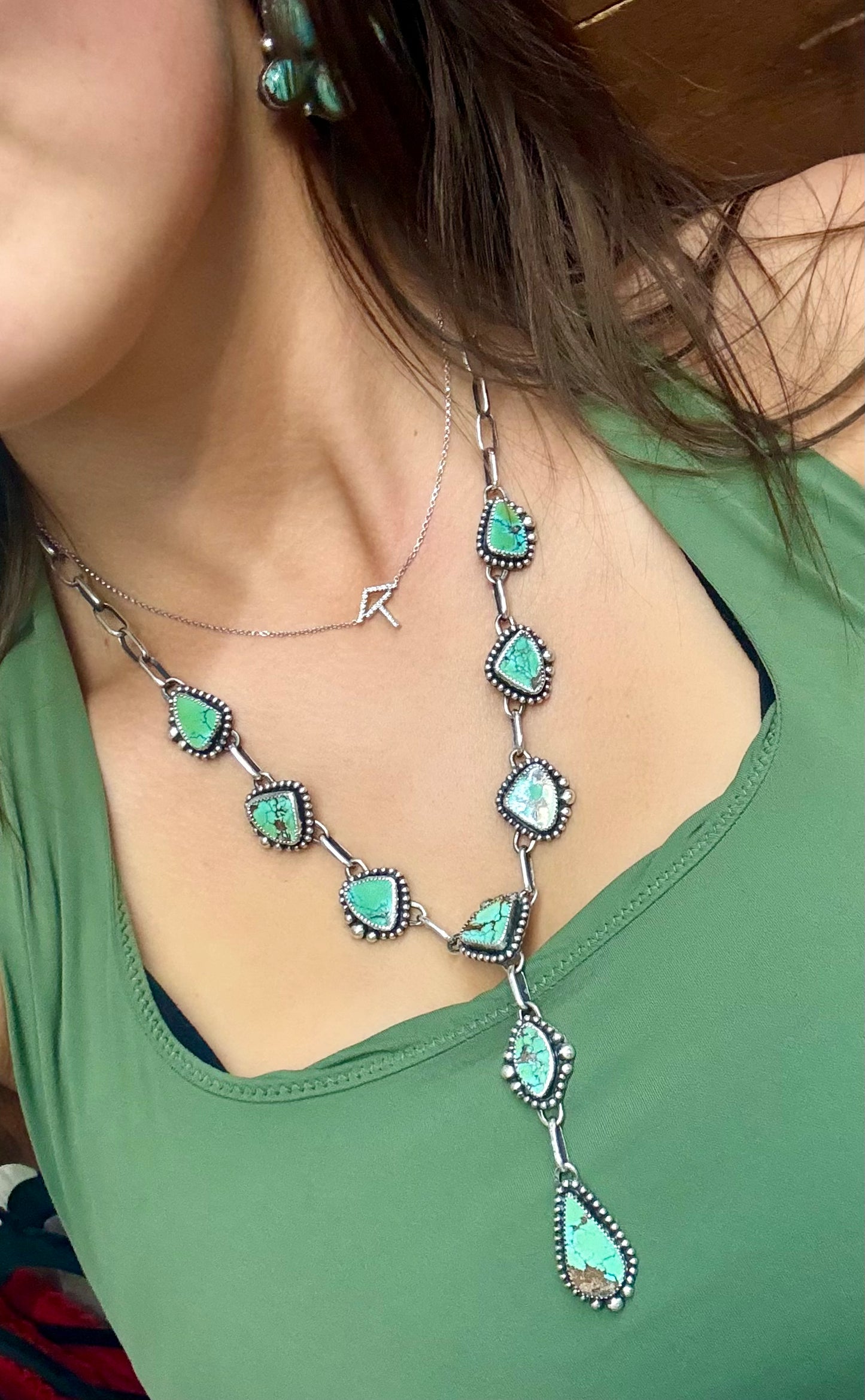 Turquoise Polychrome Elegant Statement Lariat Necklace