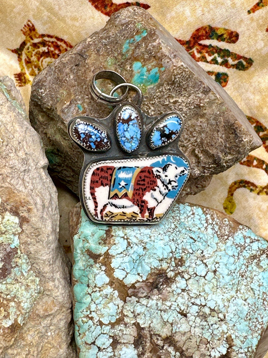 Grand Champion Hereford Pendant w/Golden Hill Turquoise