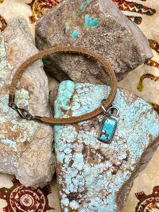 Kingman Turquoise Leather Bracelet