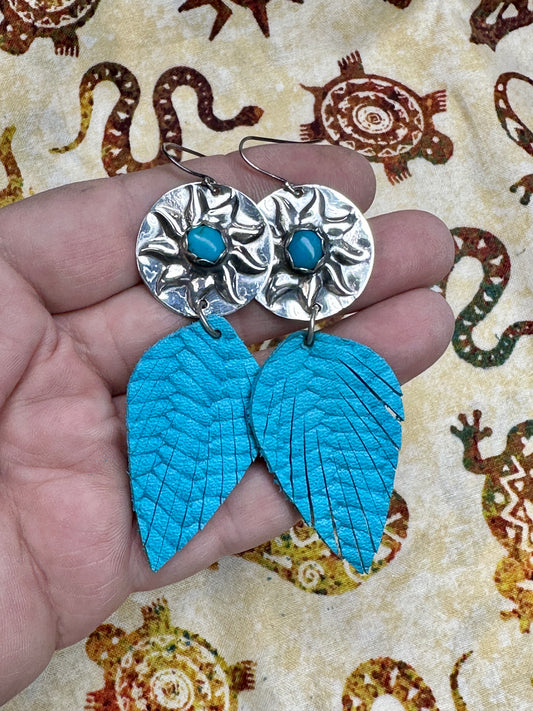 Leather and Turquoise Earrings