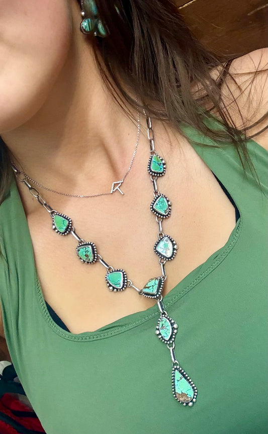 Turquoise Polychrome Elegant Statement Lariat Necklace